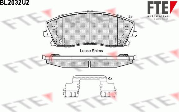 FTE BL2032U2 - Комплект спирачно феродо, дискови спирачки vvparts.bg