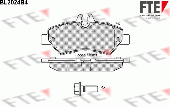 FTE BL2024B4 - Комплект спирачно феродо, дискови спирачки vvparts.bg