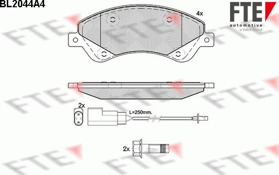 FTE BL2044A4 - Комплект спирачно феродо, дискови спирачки vvparts.bg