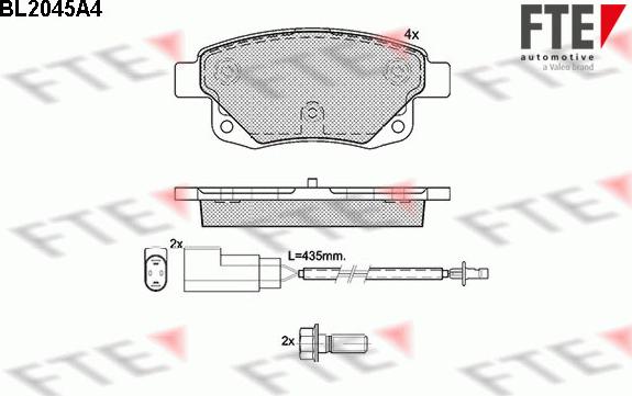 FTE 9010631 - Комплект спирачно феродо, дискови спирачки vvparts.bg