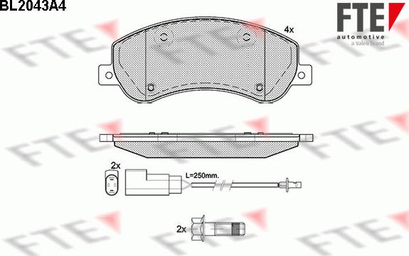 FTE 9010629 - Комплект спирачно феродо, дискови спирачки vvparts.bg