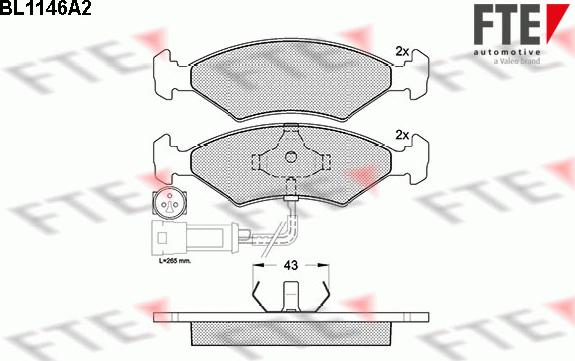 FTE BL1146A2 - Комплект спирачно феродо, дискови спирачки vvparts.bg