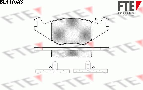 FTE BL1170A3 - Комплект спирачно феродо, дискови спирачки vvparts.bg