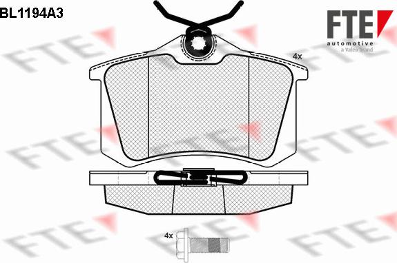 FTE 9010052 - Комплект спирачно феродо, дискови спирачки vvparts.bg