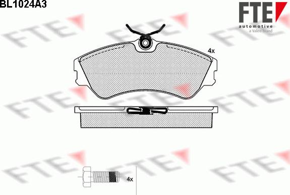 FTE BL1024A3 - Комплект спирачно феродо, дискови спирачки vvparts.bg