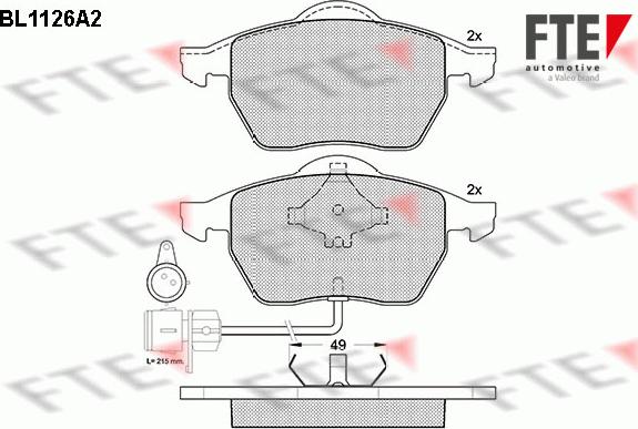 FTE 9010038 - Комплект спирачно феродо, дискови спирачки vvparts.bg