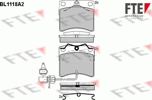 FTE BL1118A2 - Комплект спирачно феродо, дискови спирачки vvparts.bg