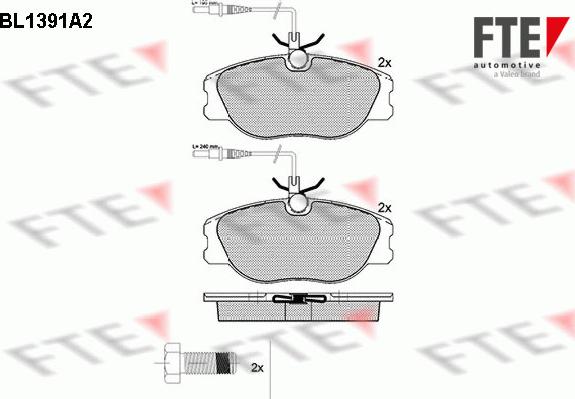 FTE BL1391A2 - Комплект спирачно феродо, дискови спирачки vvparts.bg