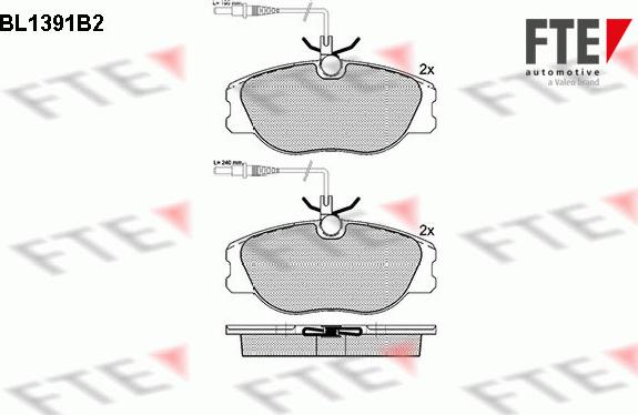 FTE 9010166 - Комплект спирачно феродо, дискови спирачки vvparts.bg