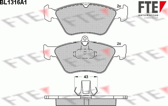 FTE BL1316A1 - Комплект спирачно феродо, дискови спирачки vvparts.bg