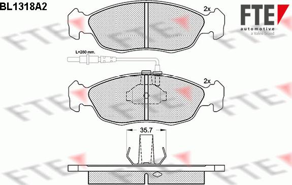 FTE BL1318A2 - Комплект спирачно феродо, дискови спирачки vvparts.bg