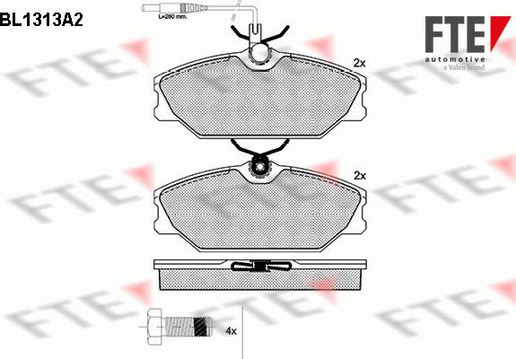 FTE BL1313A2 - Комплект спирачно феродо, дискови спирачки vvparts.bg