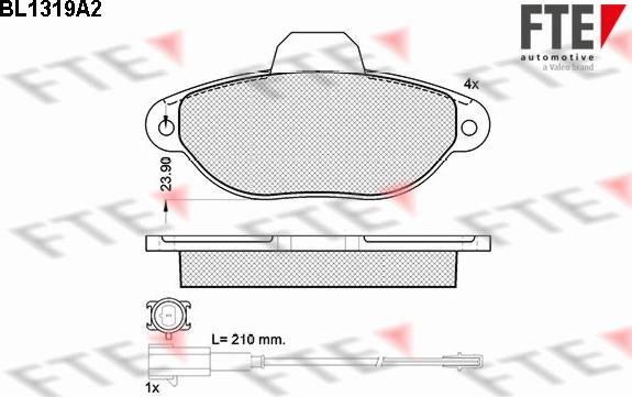 FTE 9010107 - Комплект спирачно феродо, дискови спирачки vvparts.bg