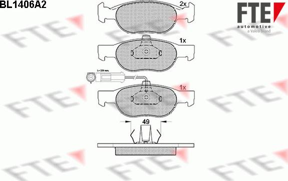 FTE BL1406A2 - Комплект спирачно феродо, дискови спирачки vvparts.bg