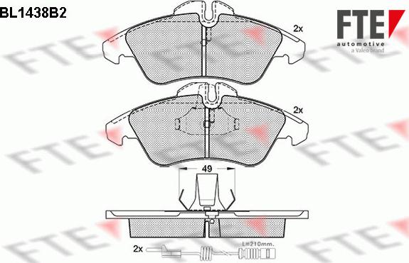 FTE BL1438B2 - Комплект спирачно феродо, дискови спирачки vvparts.bg