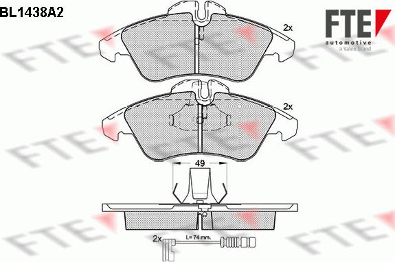 FTE 9010187 - Комплект спирачно феродо, дискови спирачки vvparts.bg