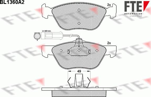 FTE BL1360A2 - Комплект спирачно феродо, дискови спирачки vvparts.bg