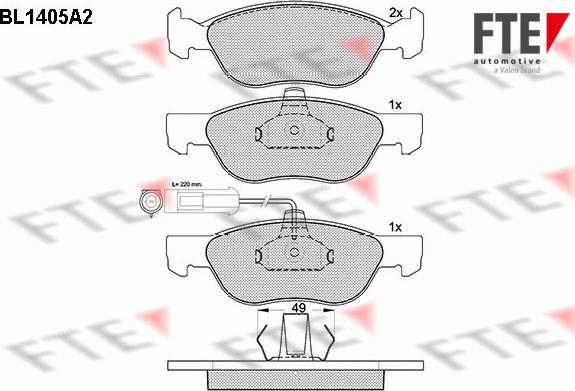 FTE BL1405A2 - Комплект спирачно феродо, дискови спирачки vvparts.bg