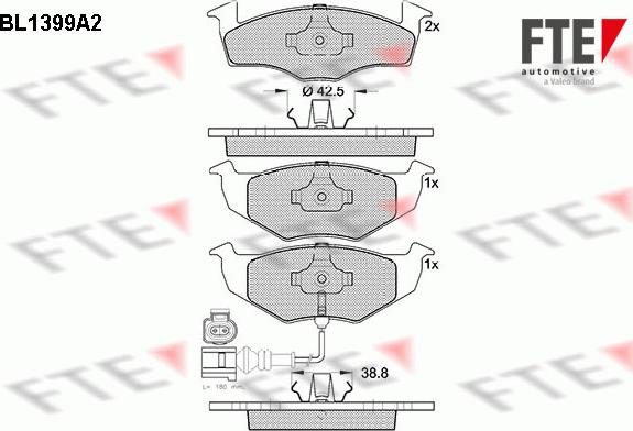 FTE BL1399A2 - Комплект спирачно феродо, дискови спирачки vvparts.bg