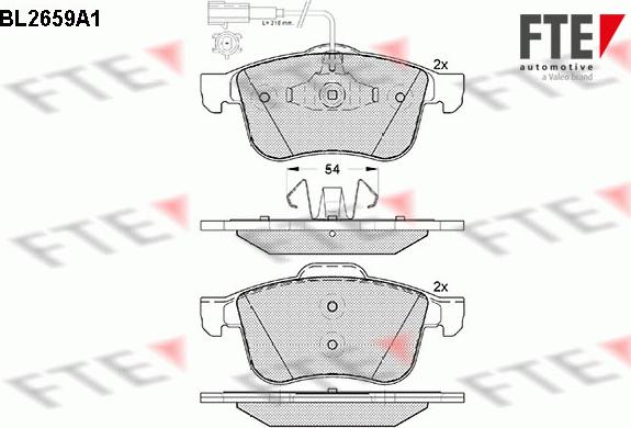 FTE 9010898 - Комплект спирачно феродо, дискови спирачки vvparts.bg