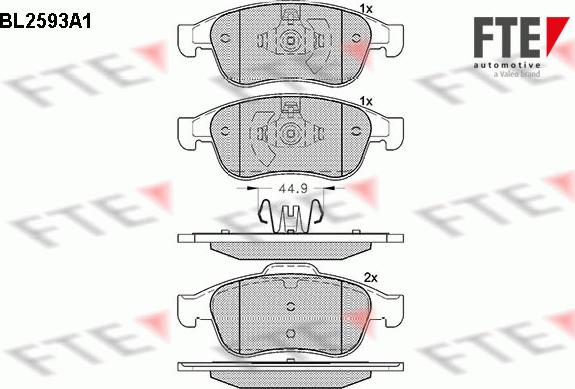 FTE 9010844 - Комплект спирачно феродо, дискови спирачки vvparts.bg