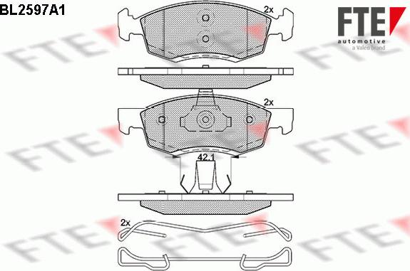 FTE BL2597A1 - Комплект спирачно феродо, дискови спирачки vvparts.bg