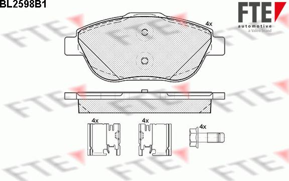 FTE BL2598B1 - Комплект спирачно феродо, дискови спирачки vvparts.bg