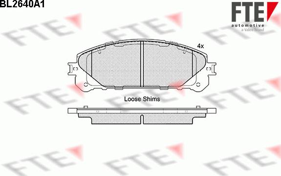 FTE BL2640A1 - Комплект спирачно феродо, дискови спирачки vvparts.bg