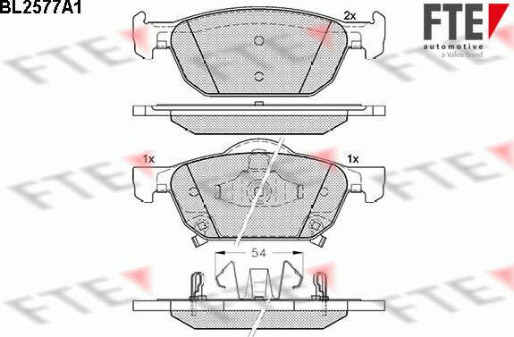 FTE BL2577A1 - Комплект спирачно феродо, дискови спирачки vvparts.bg