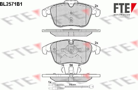 FTE BL2571B1 - Комплект спирачно феродо, дискови спирачки vvparts.bg