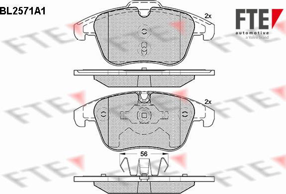 FTE BL2571A1 - Комплект спирачно феродо, дискови спирачки vvparts.bg