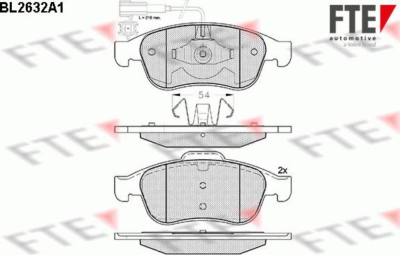 FTE 9010879 - Комплект спирачно феродо, дискови спирачки vvparts.bg