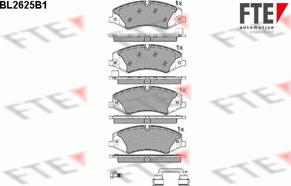 FTE 9010874 - Комплект спирачно феродо, дискови спирачки vvparts.bg