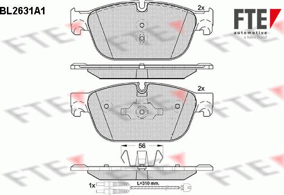 FTE BL2631A1 - Комплект спирачно феродо, дискови спирачки vvparts.bg