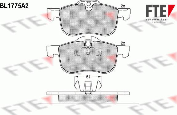 FTE BL1775A2 - Комплект спирачно феродо, дискови спирачки vvparts.bg