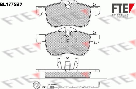 FTE BL1775B2 - Комплект спирачно феродо, дискови спирачки vvparts.bg