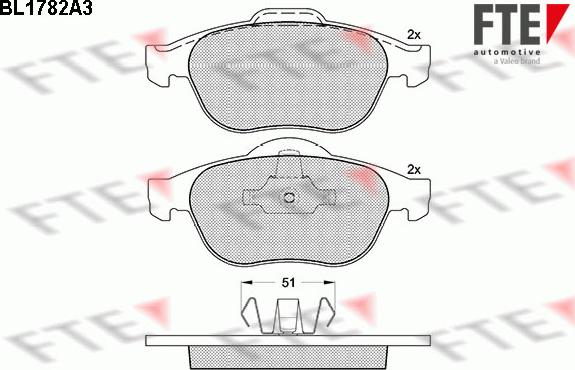 FTE 9010352 - Комплект спирачно феродо, дискови спирачки vvparts.bg