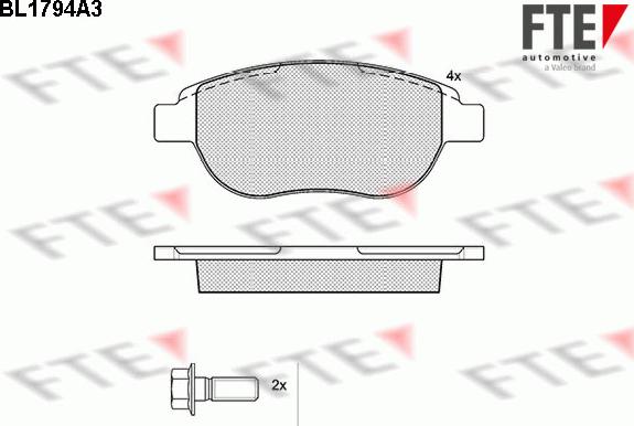 FTE BL1794A3 - Комплект спирачно феродо, дискови спирачки vvparts.bg