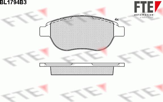 FTE BL1794B3 - Комплект спирачно феродо, дискови спирачки vvparts.bg