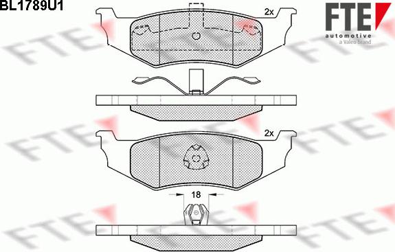 FTE BL1789U1 - Комплект спирачно феродо, дискови спирачки vvparts.bg