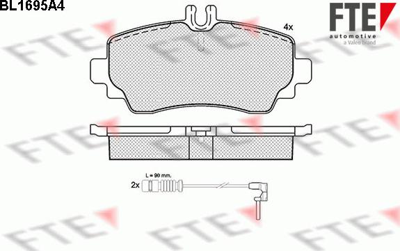 FTE 9010305 - Комплект спирачно феродо, дискови спирачки vvparts.bg