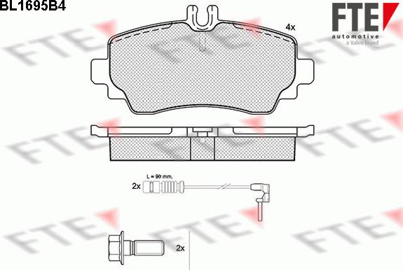 FTE 9010306 - Комплект спирачно феродо, дискови спирачки vvparts.bg