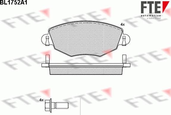 FTE BL1752A1 - Комплект спирачно феродо, дискови спирачки vvparts.bg