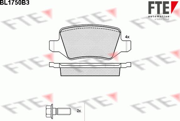 FTE BL1750B3 - Комплект спирачно феродо, дискови спирачки vvparts.bg