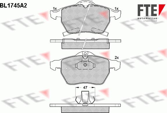 FTE 9010329 - Комплект спирачно феродо, дискови спирачки vvparts.bg