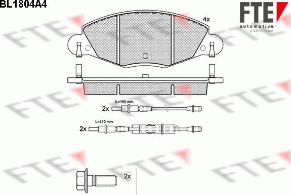 FTE BL1804A4 - Комплект спирачно феродо, дискови спирачки vvparts.bg