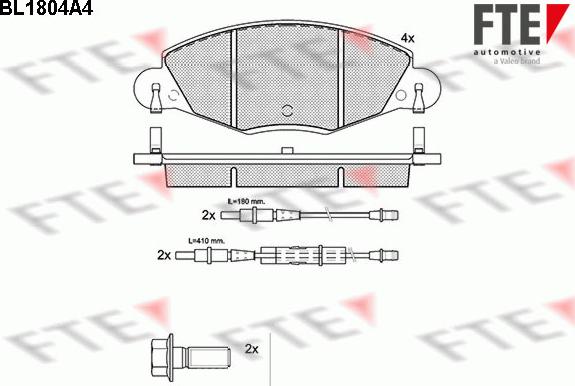 FTE 9010379 - Комплект спирачно феродо, дискови спирачки vvparts.bg