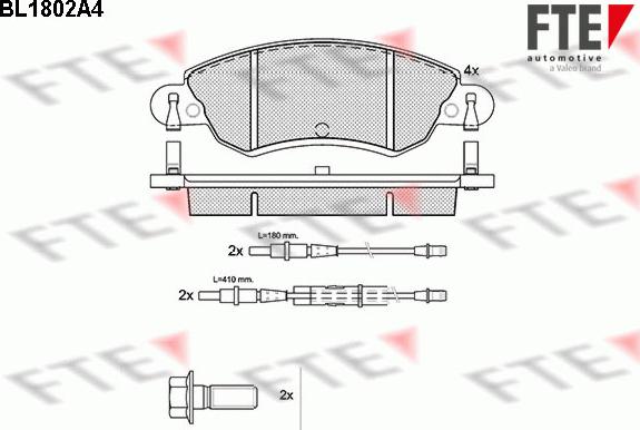 FTE BL1802A4 - Комплект спирачно феродо, дискови спирачки vvparts.bg