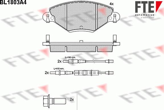 FTE 9010377 - Комплект спирачно феродо, дискови спирачки vvparts.bg