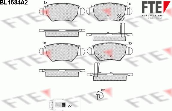 FTE 9010295 - Комплект спирачно феродо, дискови спирачки vvparts.bg